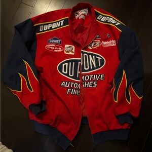Vintage XL Red and Navy Racing Jacket